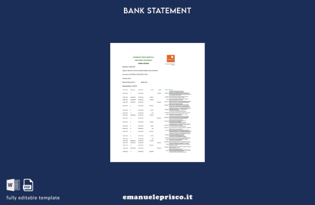 modello di versione word dell'estratto conto della Nigeria Garanty Trust Bank Pl